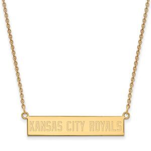 14K Gold Plated S.S. MLB Kansas City Royals Bar Necklace, 18 Inch